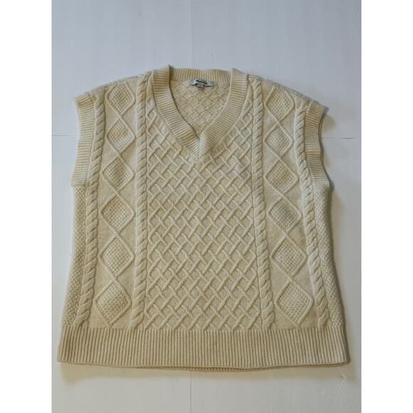 Madewell Ivory Cable-Knit V-Neck Sweater Vest, Size S - Picture 5 of 8